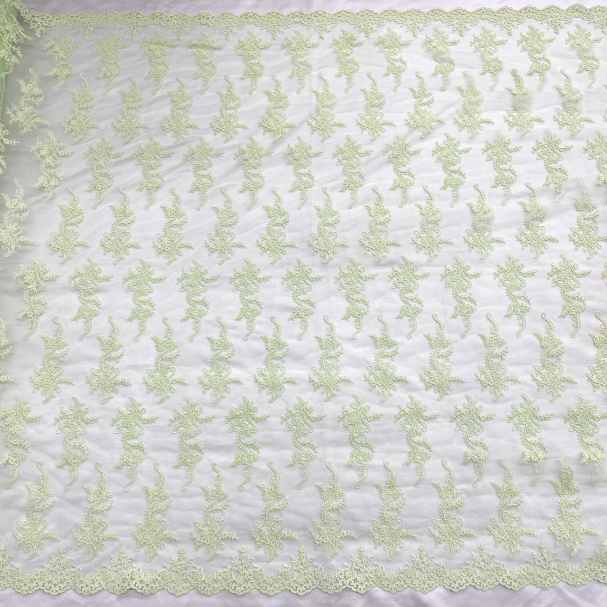 Corded Bridal Lace Fabric on Polyester Net Mesh