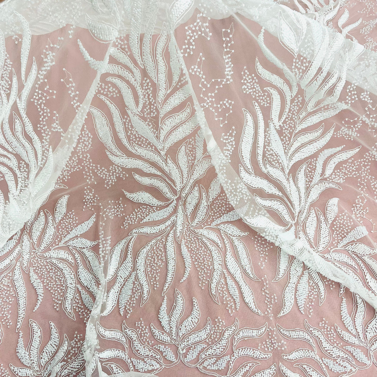 Beaded Corded Bridal Lace Fabric 58" Wide
