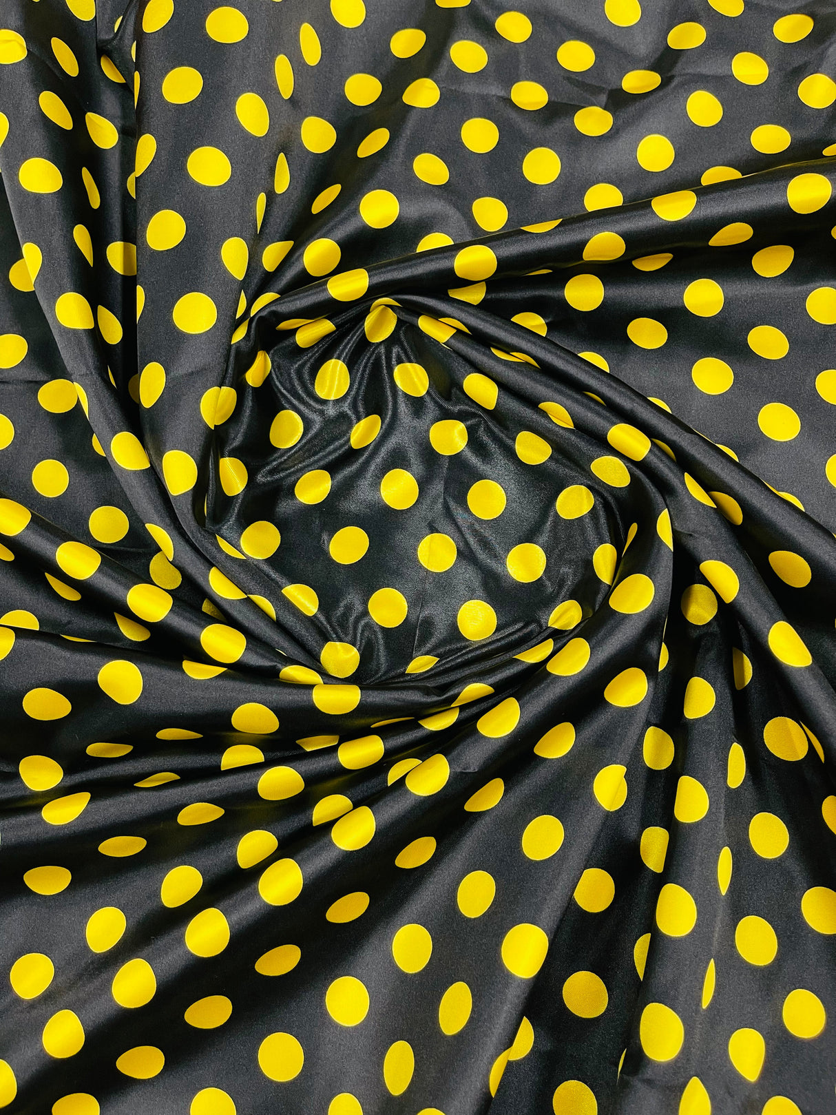 Polka Dot Satin 100 Percent Polyester Charmeuse Fabric - White Polka Dot On Red, 58" Width (1 Yard)