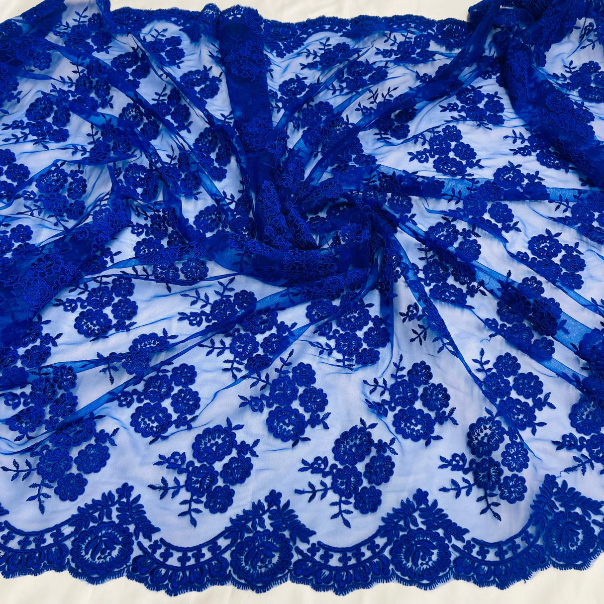 Corded Bridal Lace Fabric 50" Embroidered Polyester Net Mesh