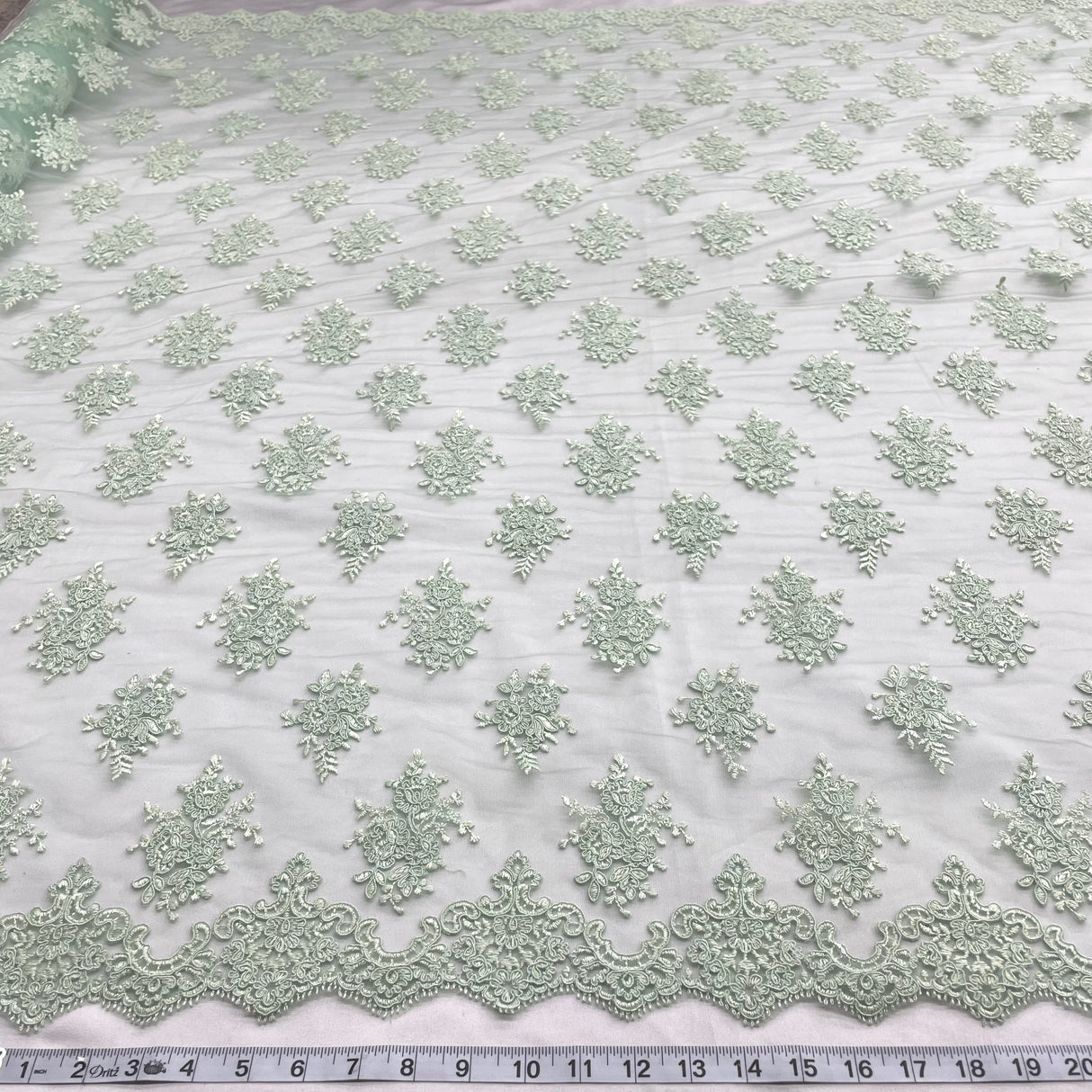 Corded Bridal Lace Fabric - Embroidered Floral Pattern, 52" Width (1 Yard)