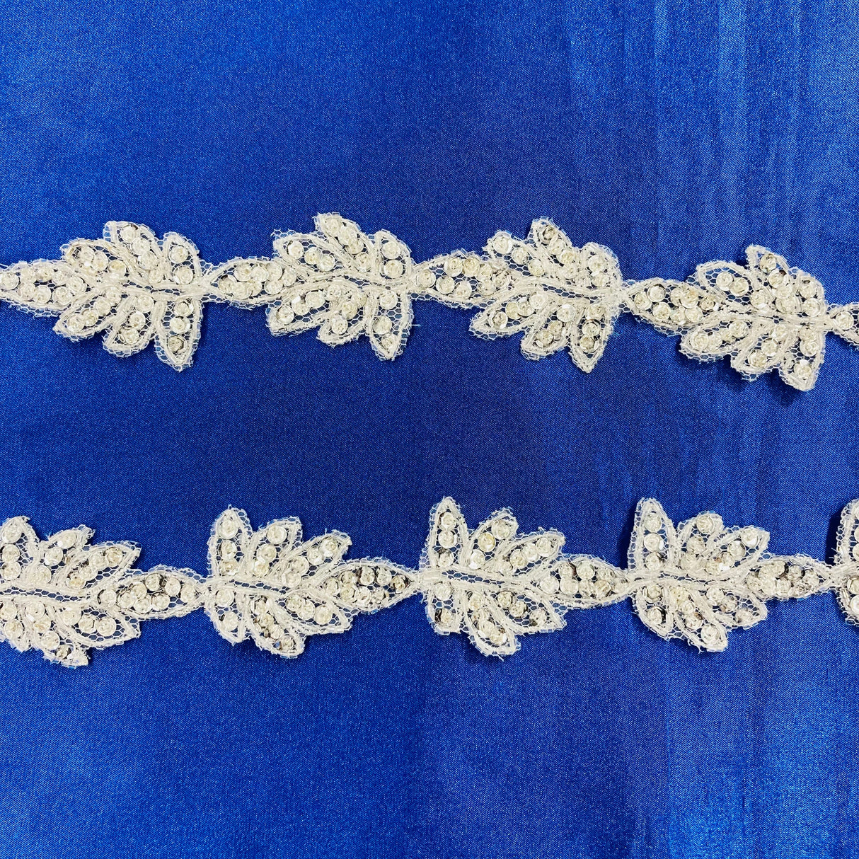 Beaded Lace Trimming Silver Metallic