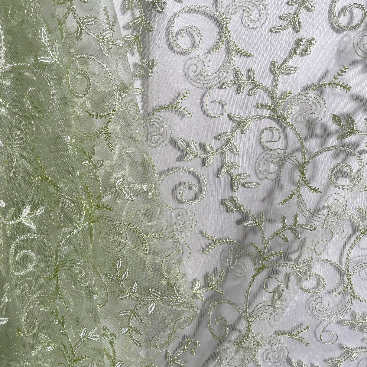 Embroidered Lace Polyester Fabric - Floral Mesh, 52" Width (1 Yard)