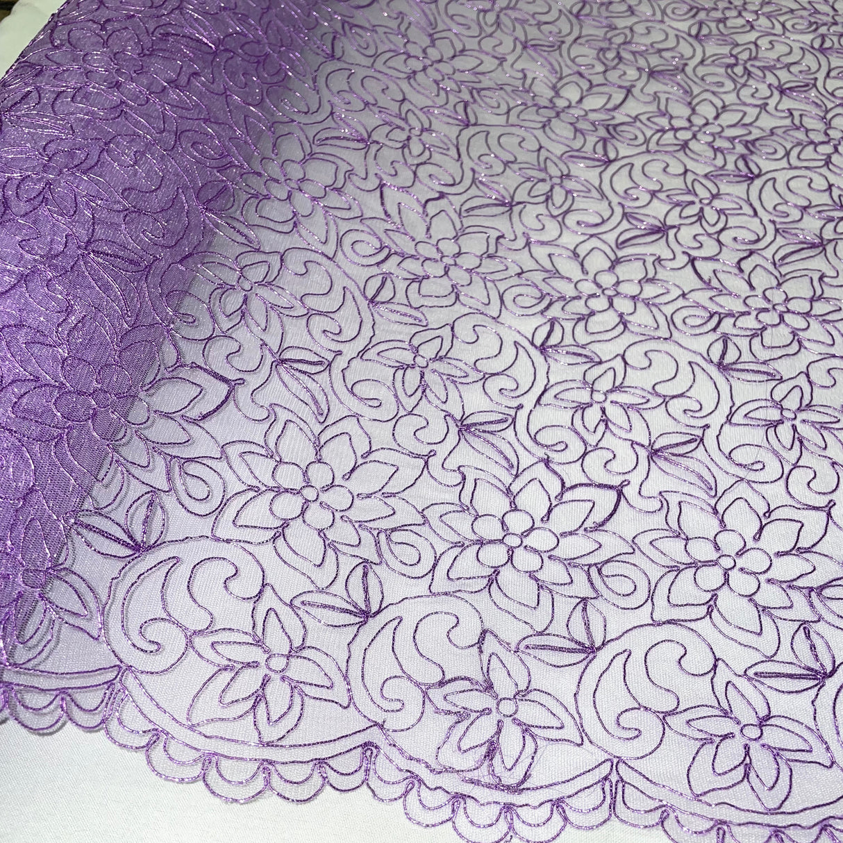 Corded Bridal Lace Fabric 54" Polyester Net Mesh