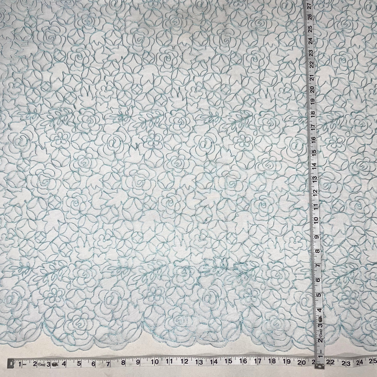 Embroidered Lace Turquoise Mesh
