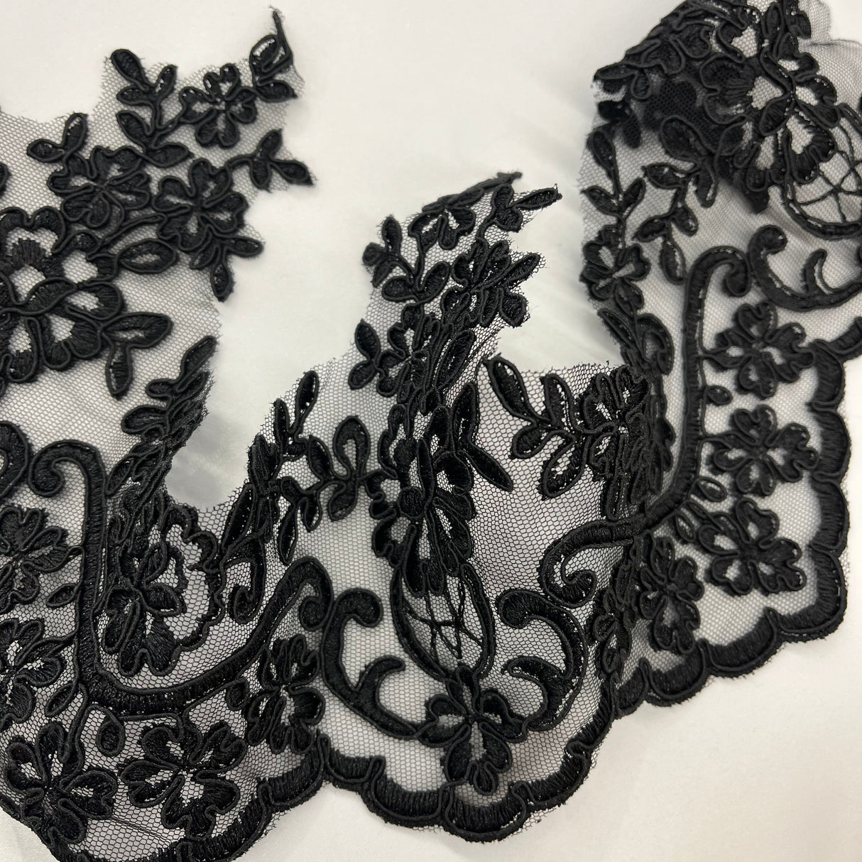 Embroidered Mesh Lace Trimming 6"