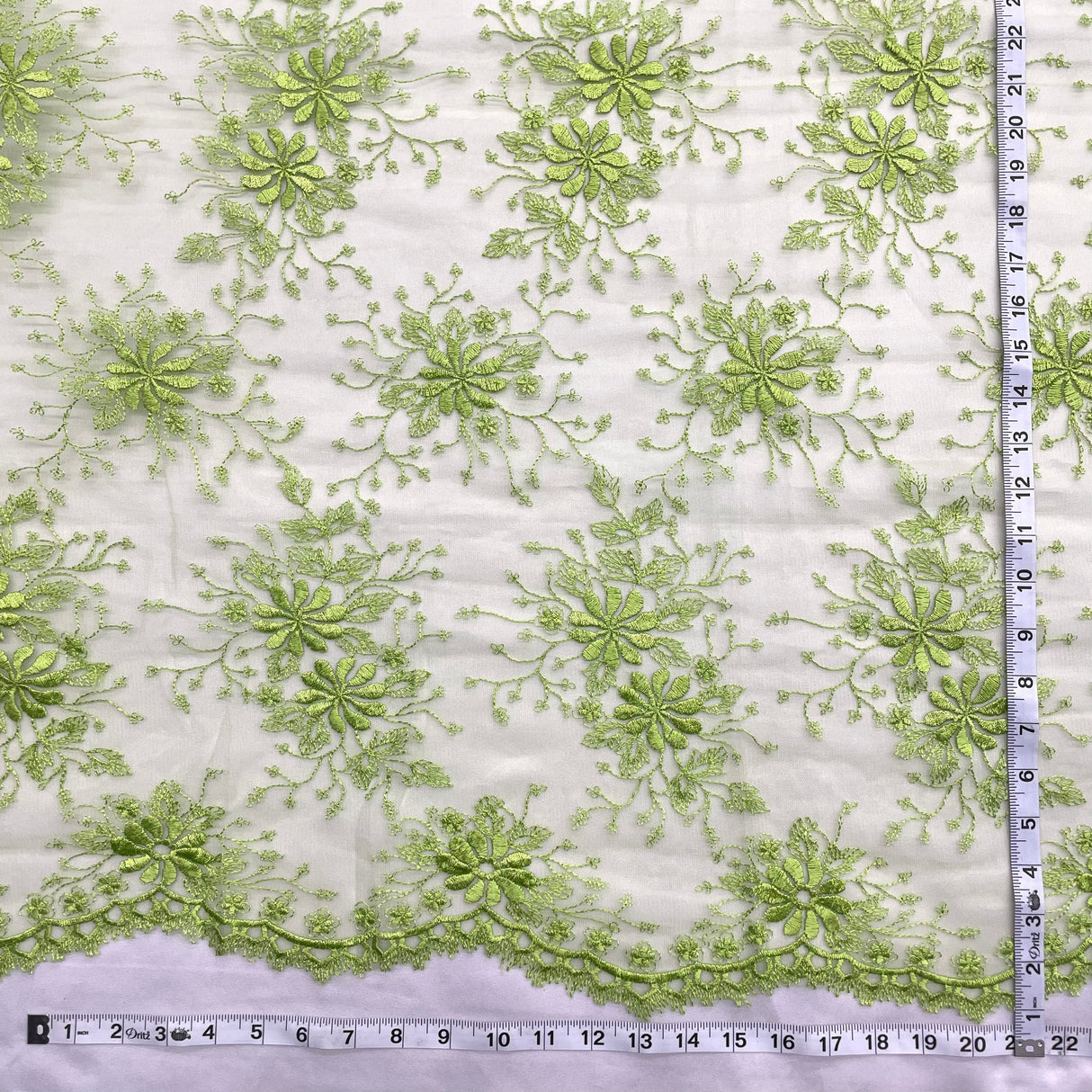 Embroidered Floral Lace Fabric 100% Polyester Net Mesh 52"