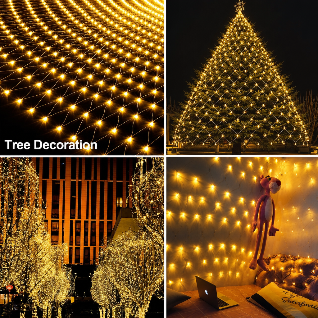 LED Net String Lights, 3m×2m Christmas Net Lights, 96/192 LEDs IP44 Waterproof Connectable Outdoor Mesh