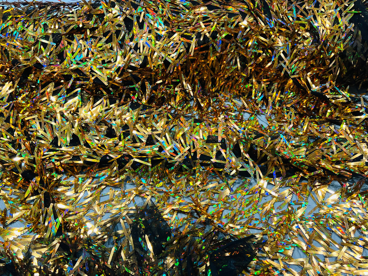 Swords Design Iridescent Sequins Polyester Fabric - Iridescent Sequin Mesh, 52" Width (1 Yard)