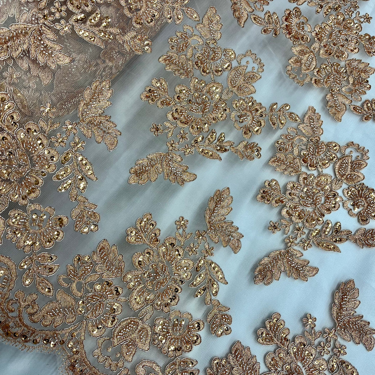 Beaded & Corded Bridal Lace Fabric Embroidered on 100% Polyester Net Mesh – Lace USA