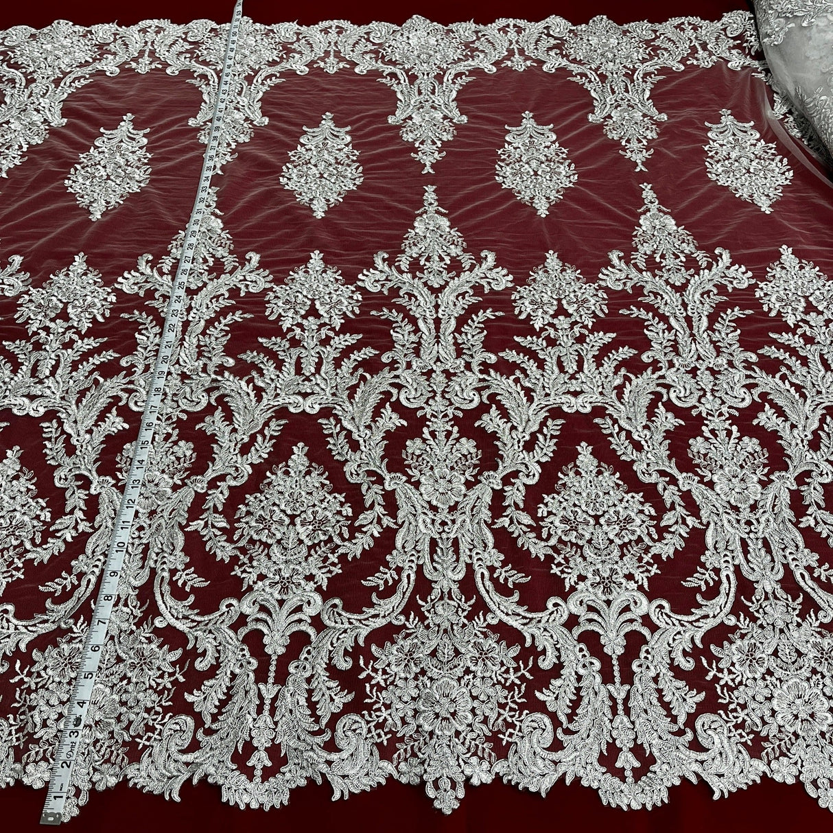 Embroidered Bridal Lace White Mesh