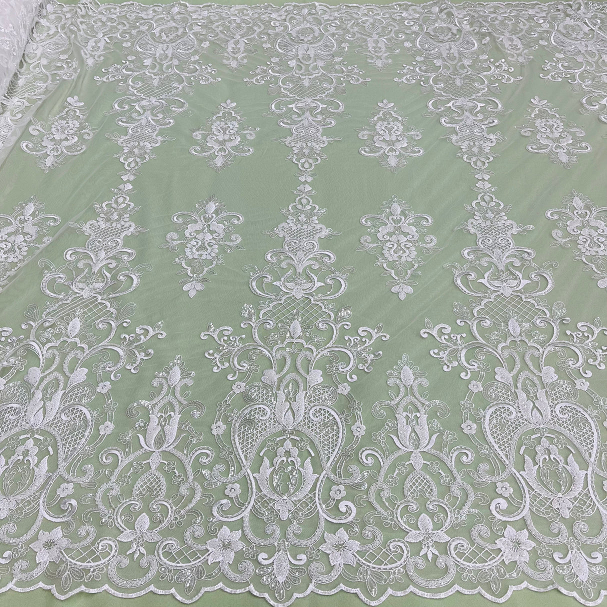Beaded Sequined Lace Fabric 100% Polyester Net Mesh