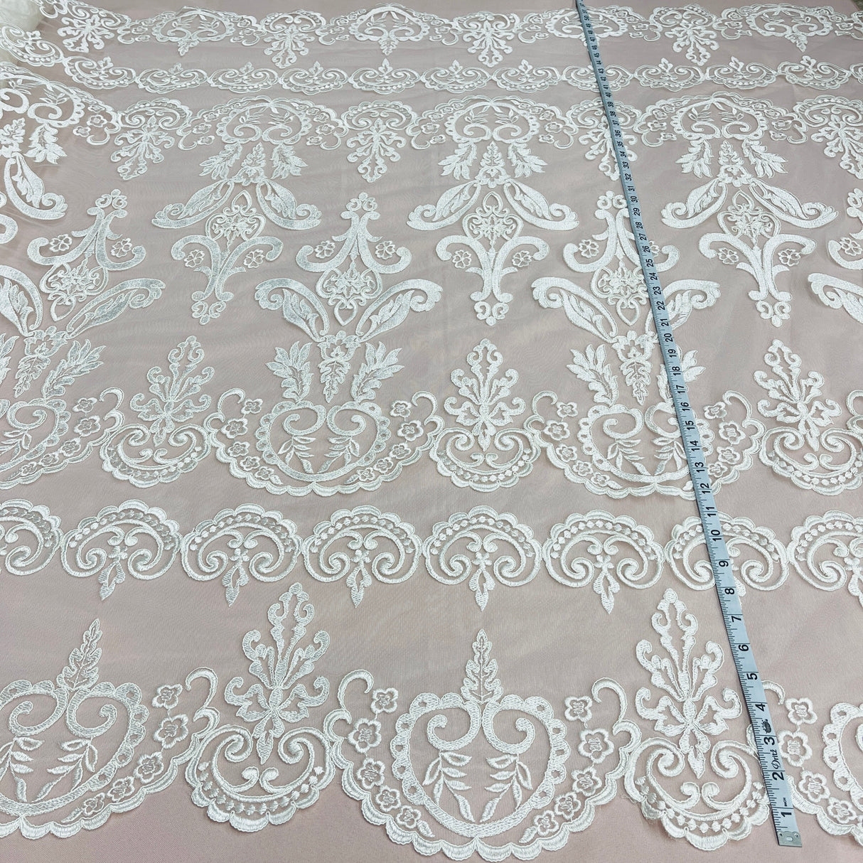 Embroidered Bridal Lace Ivory Mesh