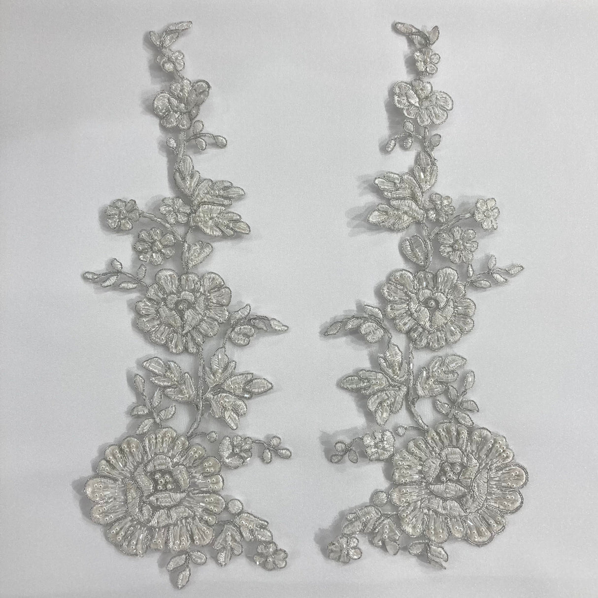 Beaded Corded Floral Lace Applique