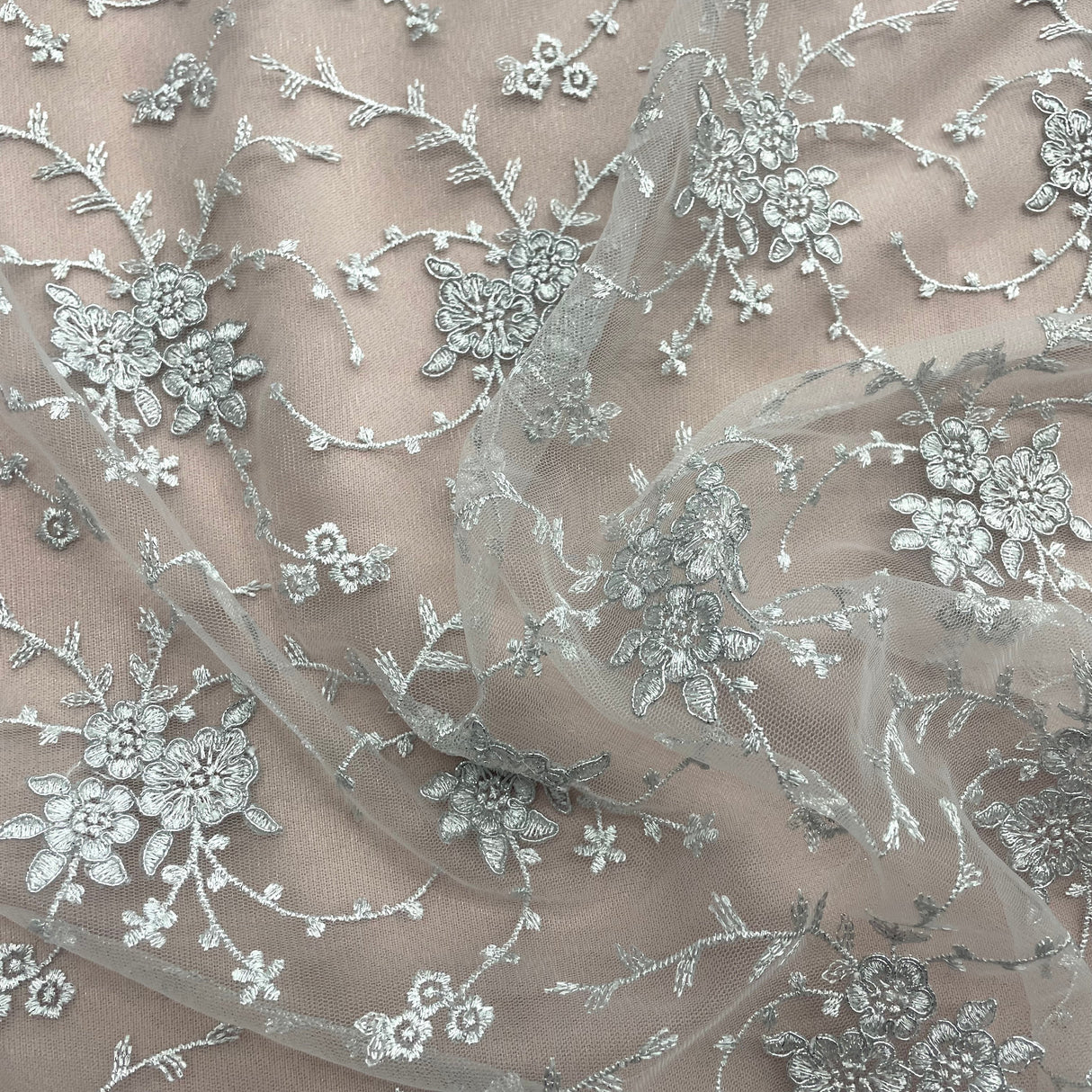 Corded Bridal Lace Fabric Ivory Mesh