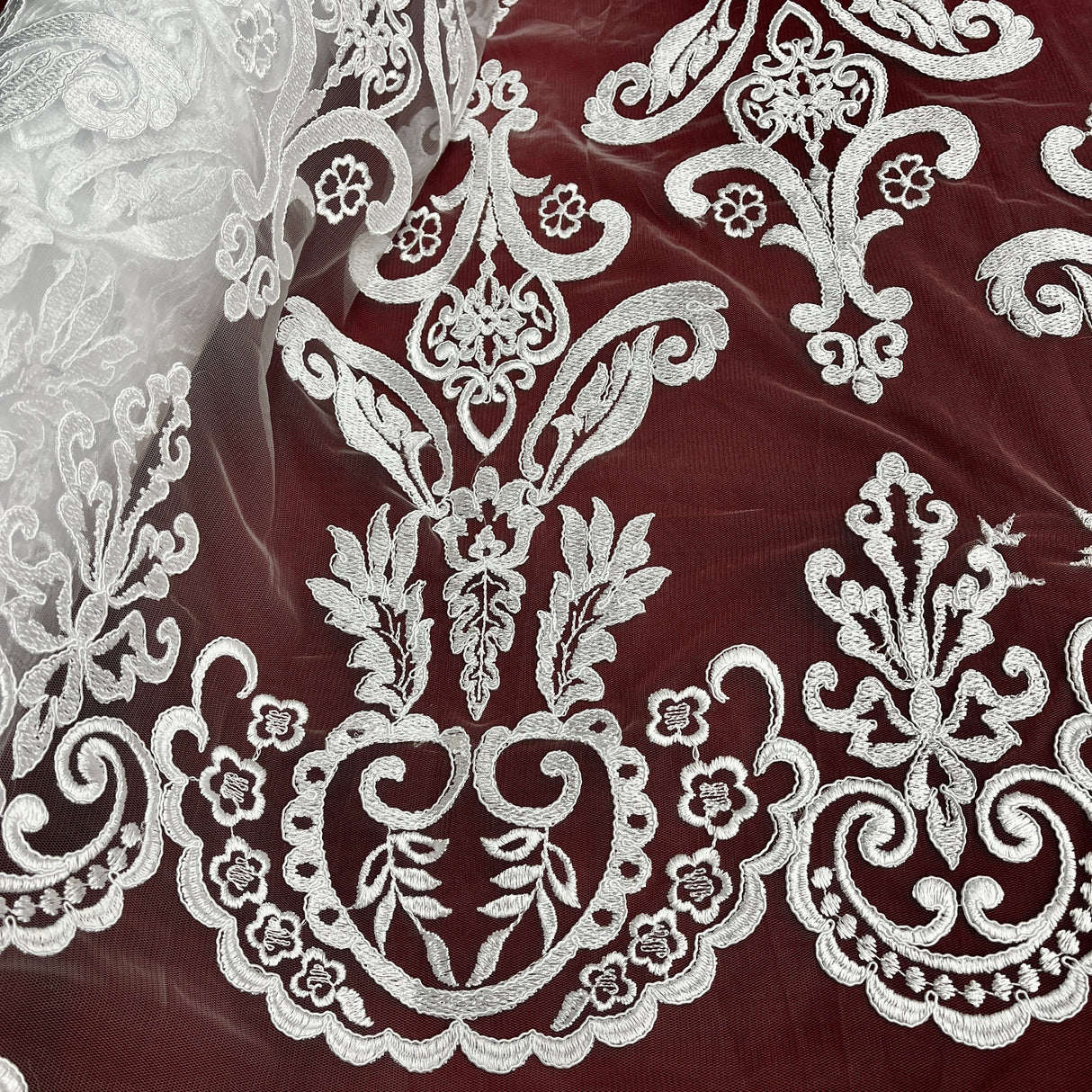 Embroidered Bridal Lace Ivory Mesh