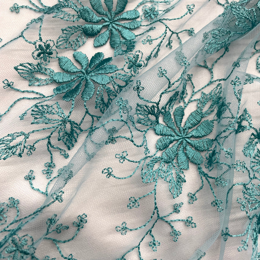 1 Yard Floral Embroidered Lace Fabric for Bridal Evening Gowns 52 inch Width