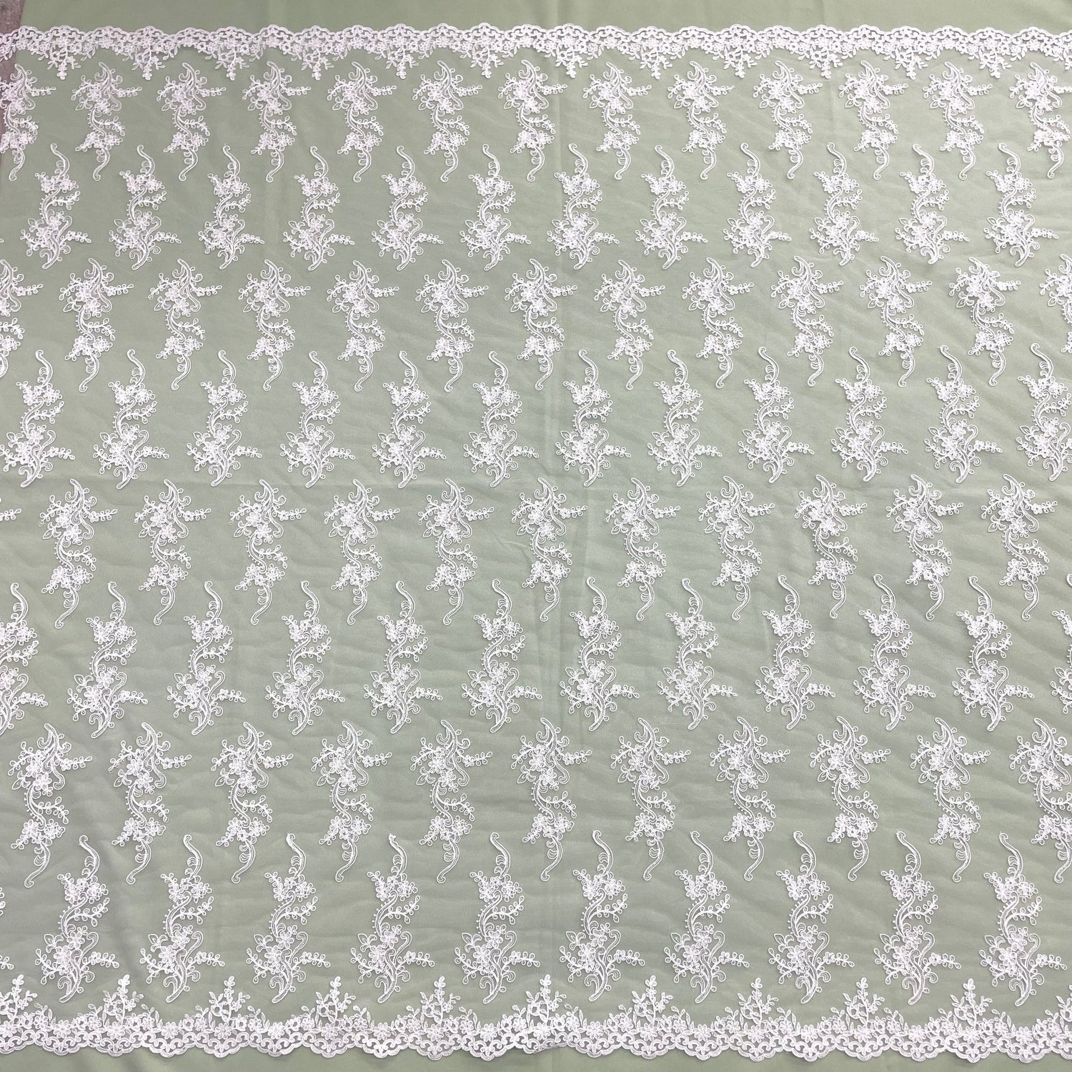 1 Yard Corded Bridal Lace Fabric Embroidered 100 Percent Polyester Net Mesh 54 inch Width