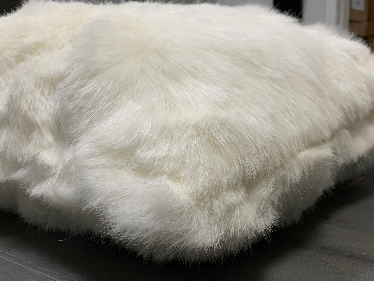 Renne Pillow Collection Sheepskin Fabric - White, Tip Dye Gray, 20" X 20" (1 Pillow)