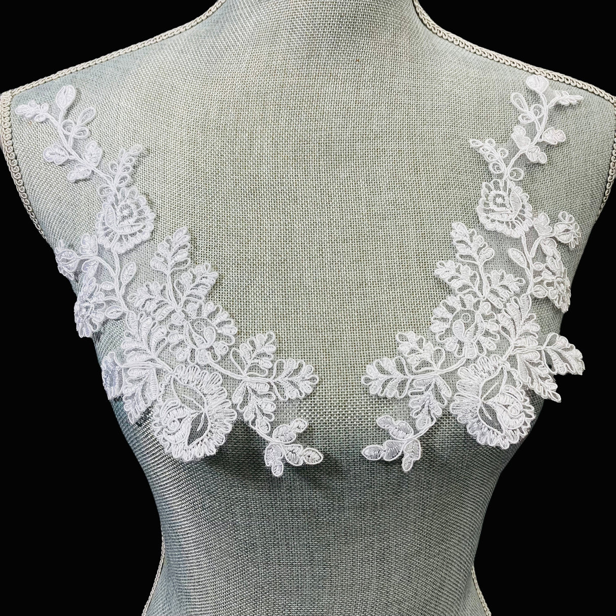 Corded Floral Applique Mesh Lace