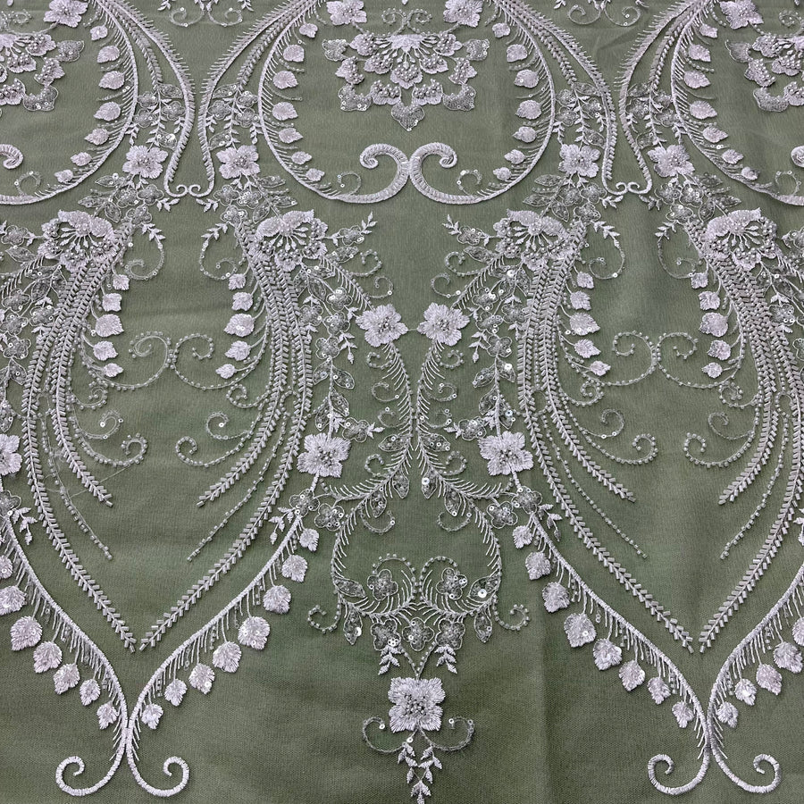1 Yard Sequin Embroidered Tulle Fabric, Gold, Silver, and Rose Gold