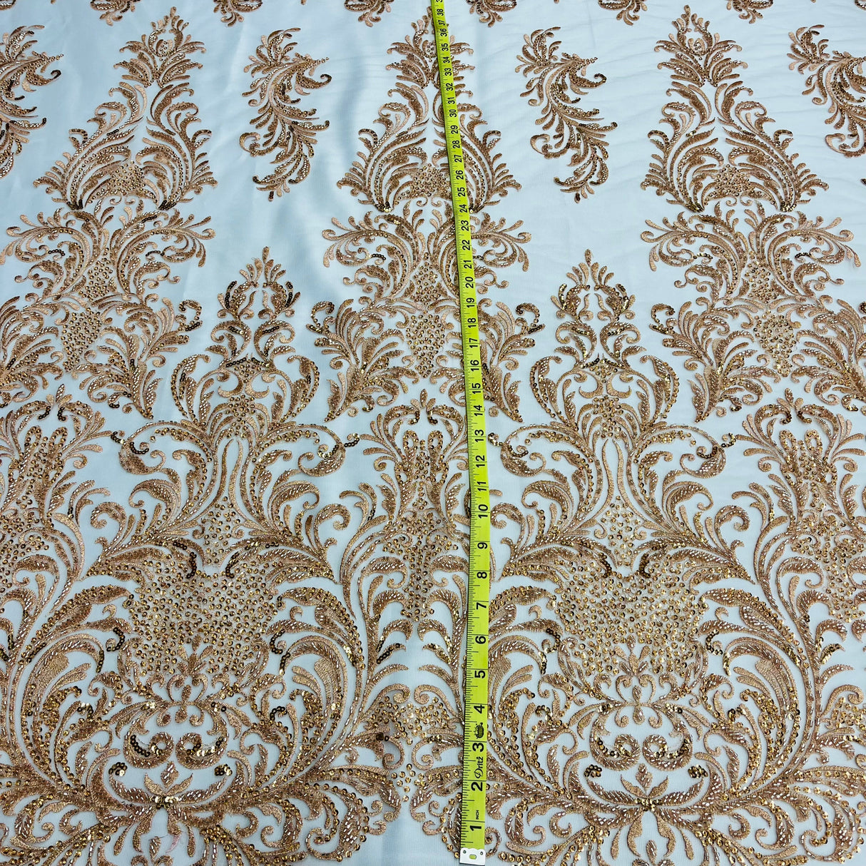 Beaded Lace Fabric on Polyester Net Mesh