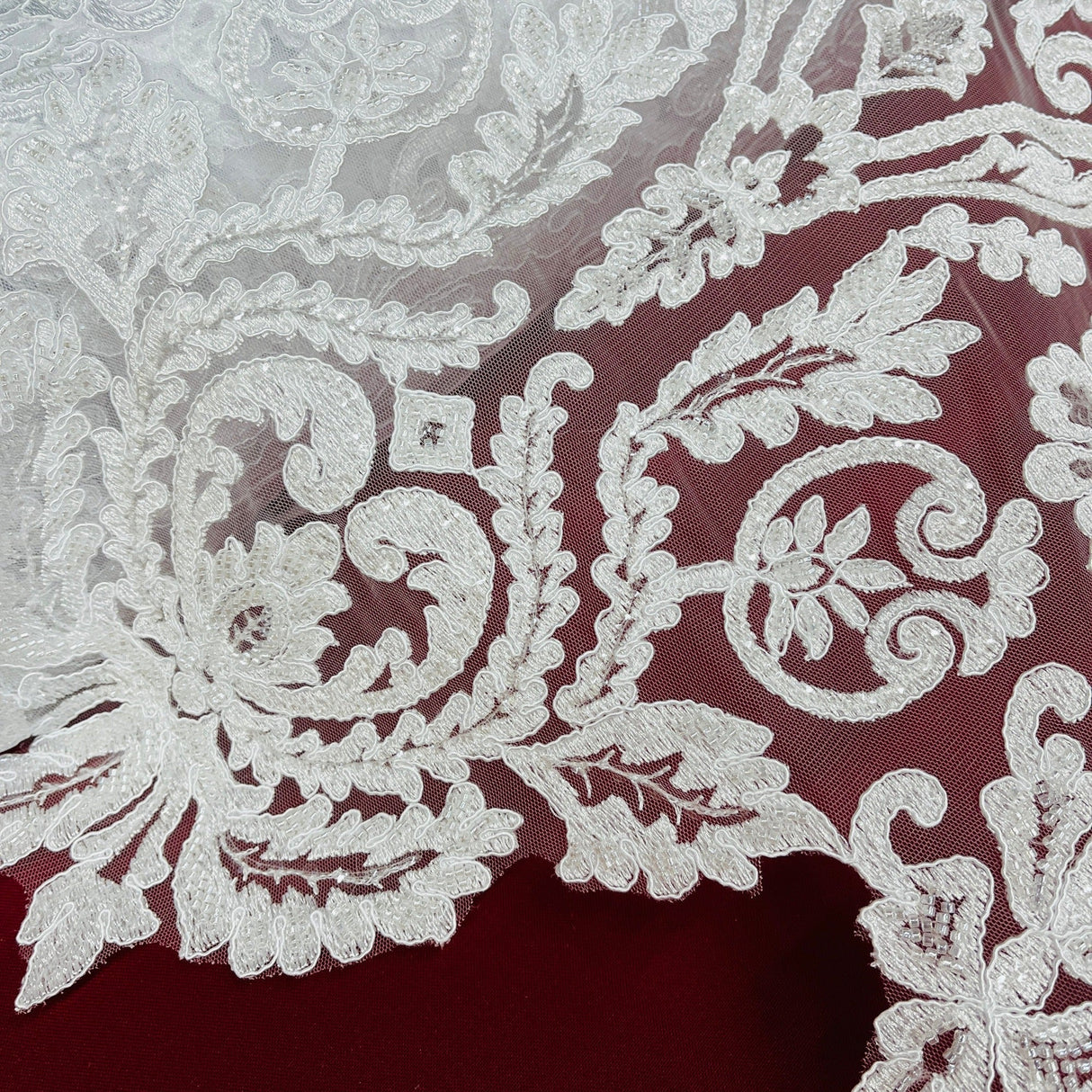 Beaded Corded Bridal Lace Fabric 51" Wide