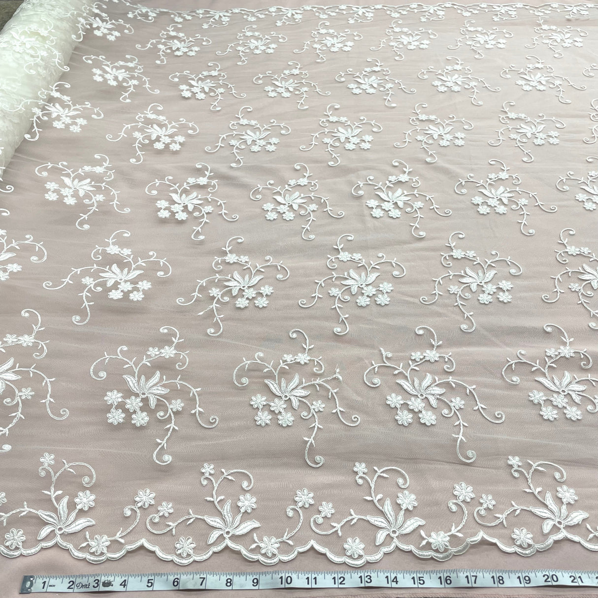 Embroidered Corded Bridal Lace Mesh