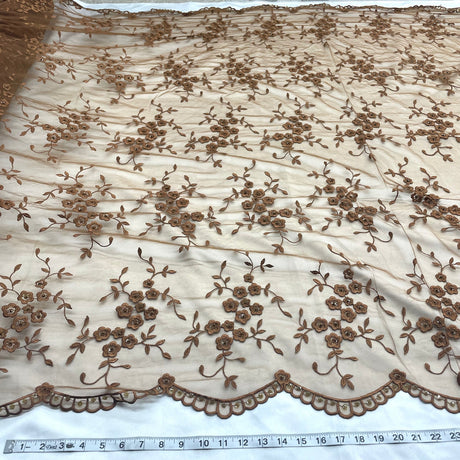 1 Yard Silver Beaded Lace Fabric Embroidered on Net Mesh for Wedding and Evening Gowns – 52"