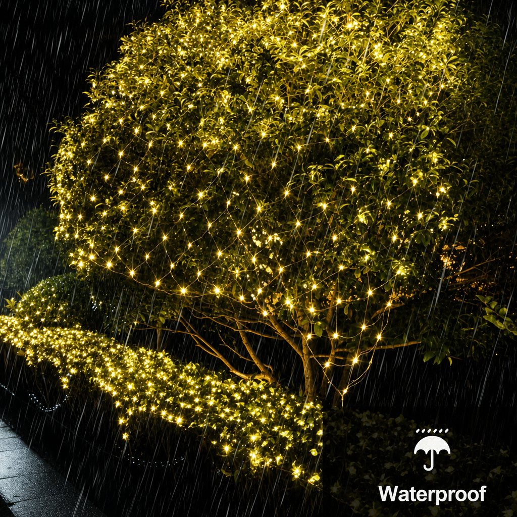 LED Net String Lights, 3m×2m Christmas Net Lights, 96/192 LEDs IP44 Waterproof Connectable Outdoor Mesh
