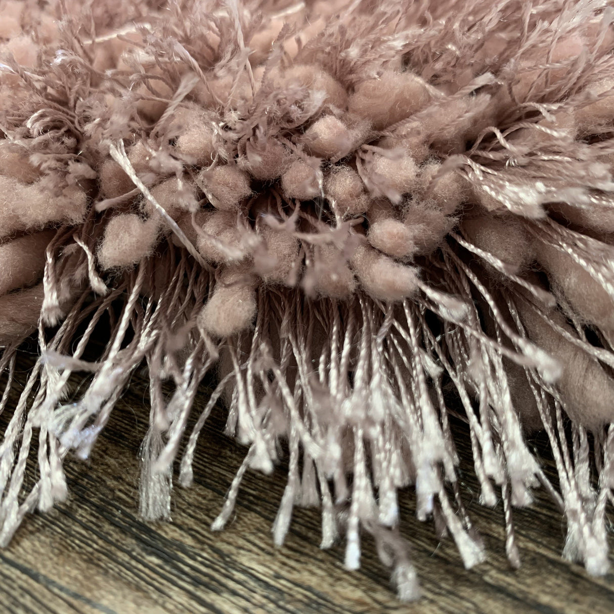 Pale Or Dusty Pink Polyester Shag Fabric - Solid Plush Fluffy Shine, Thick And Thin Yarns Design, 7'6" X 10'3", 5' X 7' (1 Unit)
