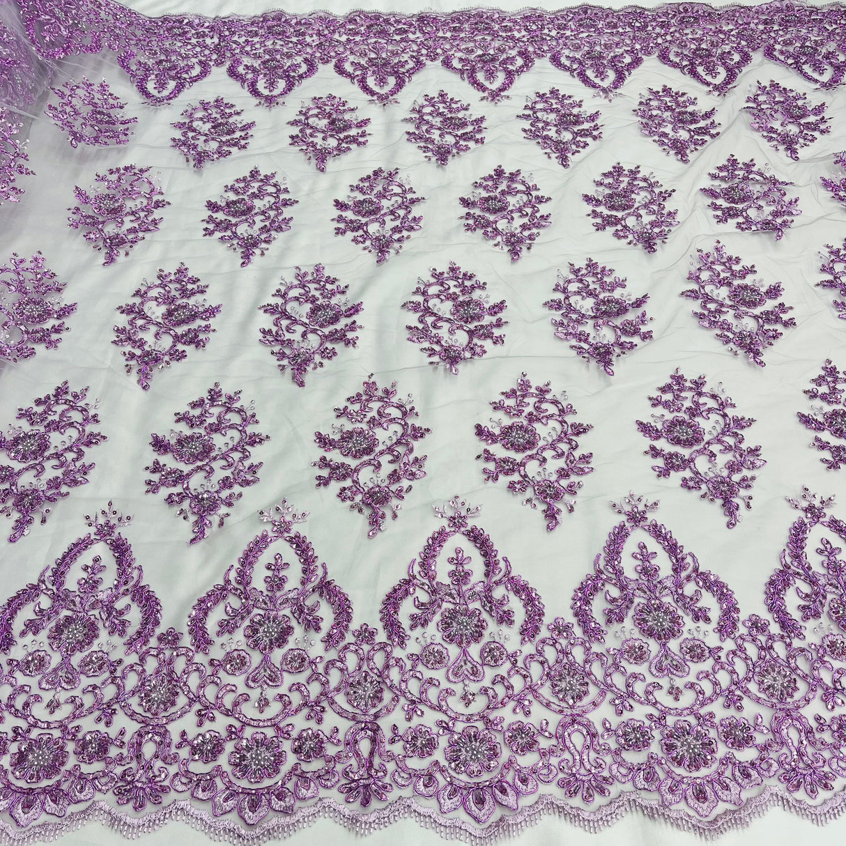 Beaded Corded Bridal Lace Mesh