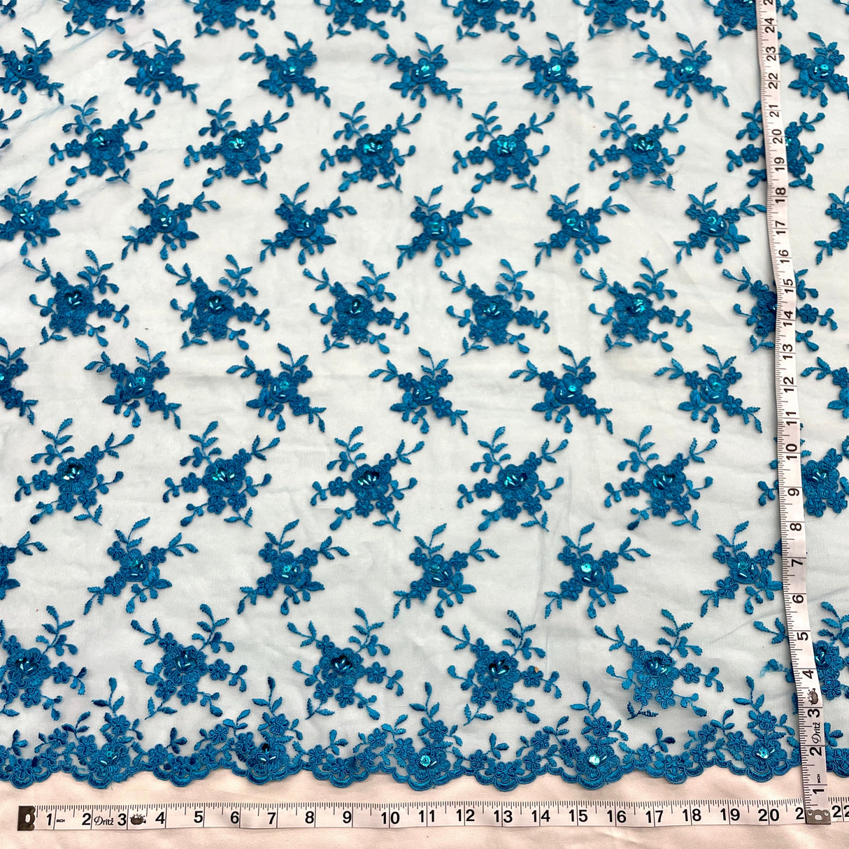 Beaded Corded Bridal Lace Fabric 52" Wide