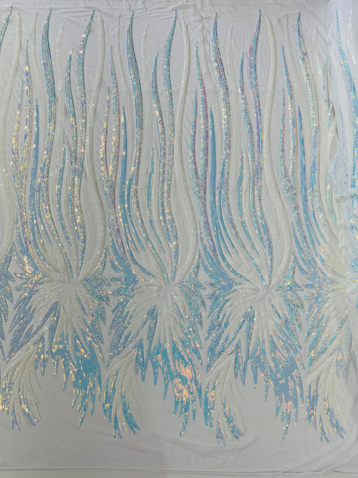 Wing Sequin Polyester Fabric - Angel Wing Sequin Mesh, 54" Width (1 Yard)