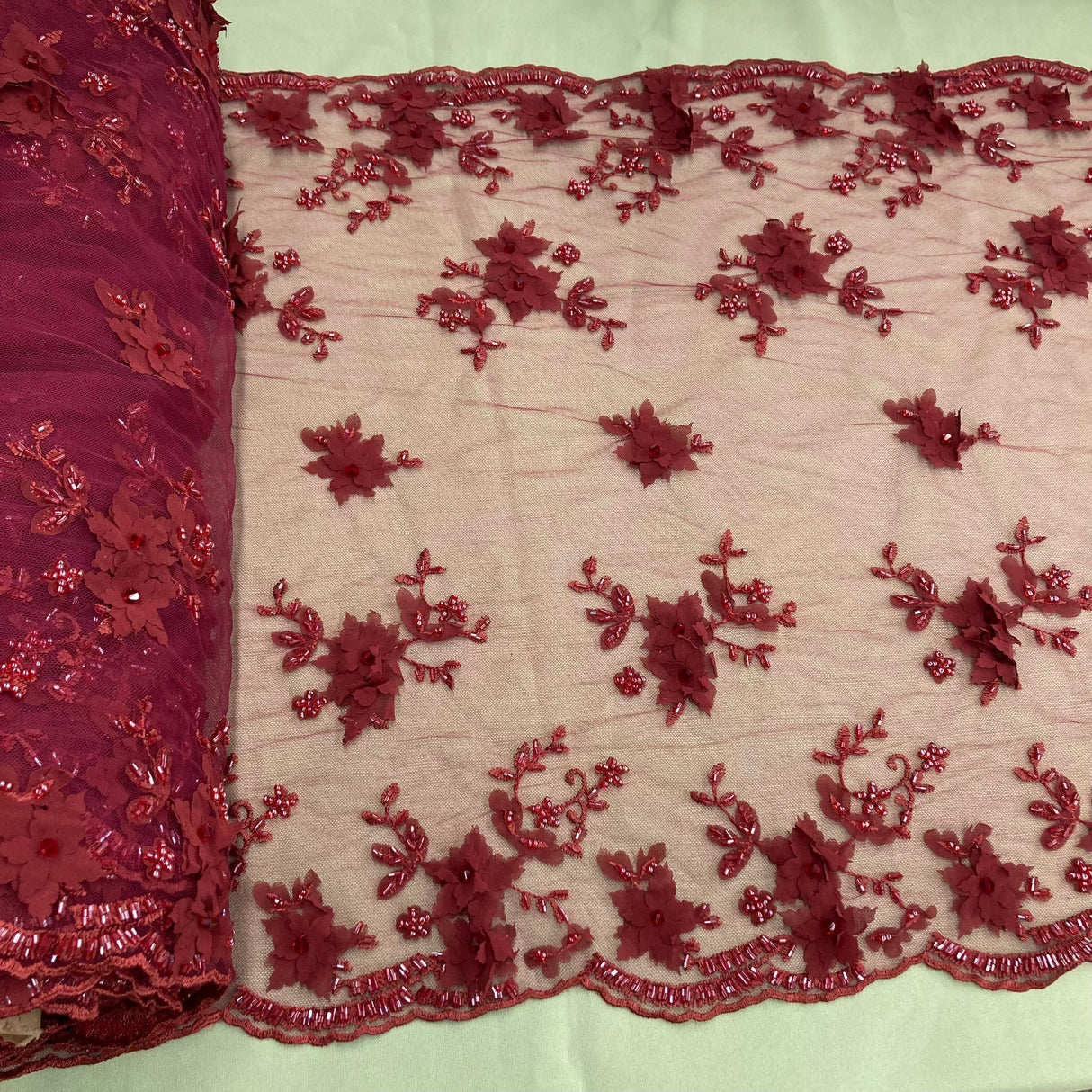 Beaded Floral Lace Trimming 21" Wide