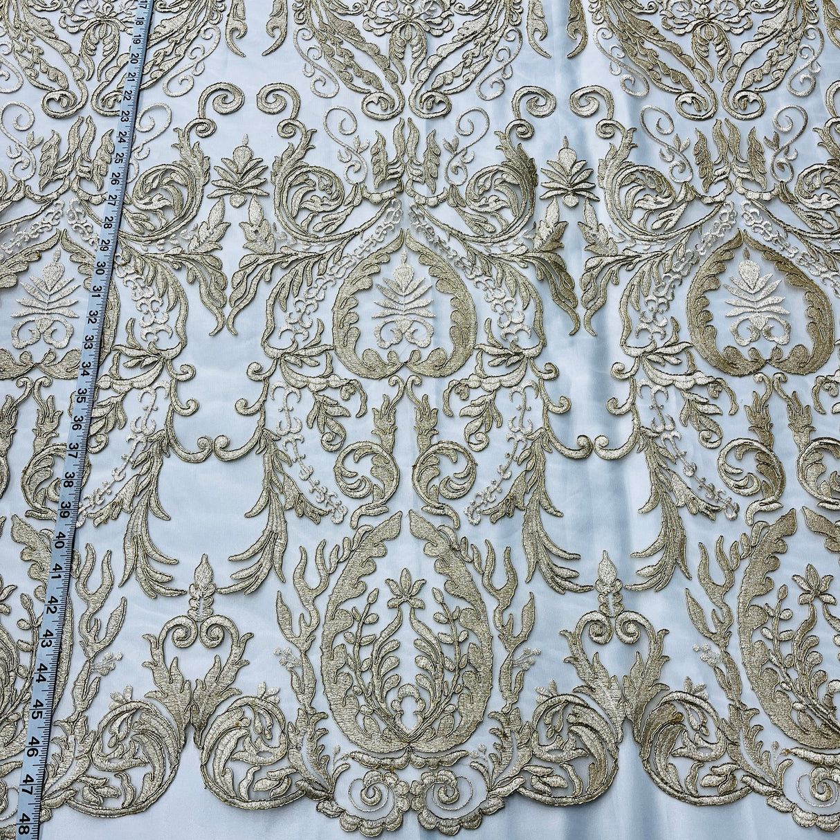 Bridal Lace Fabric Corded Embroidered 48"