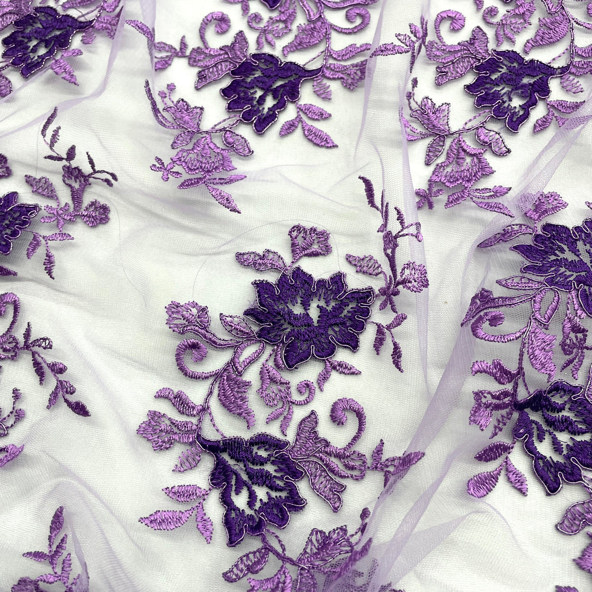 Corded Floral Lace Fabric Ivory