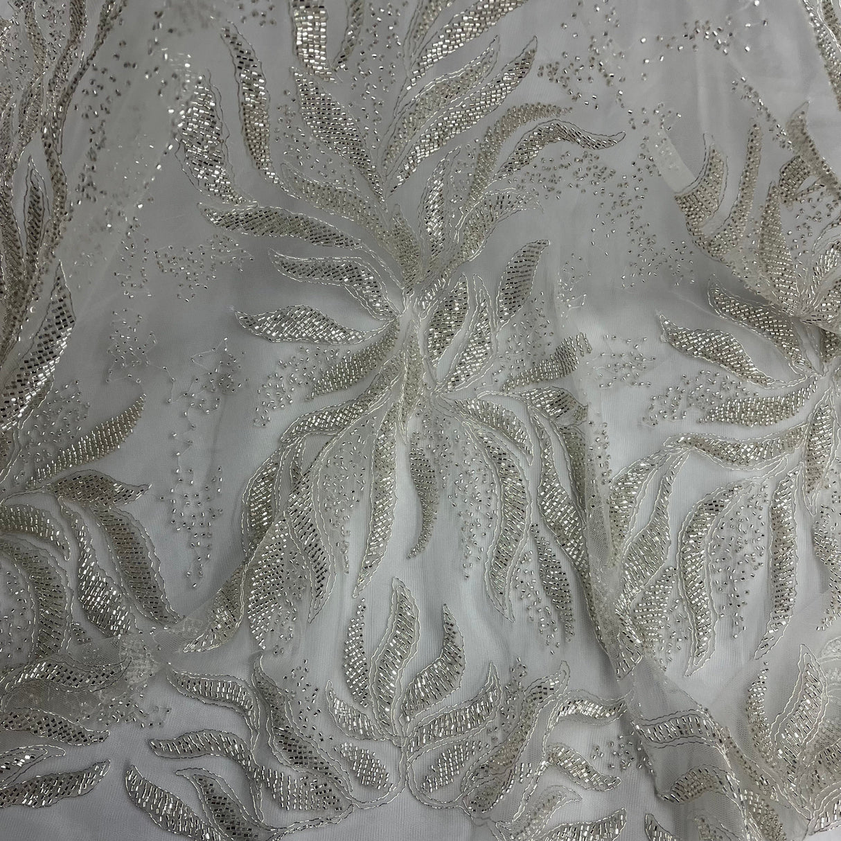 Beaded Corded Bridal Lace Fabric