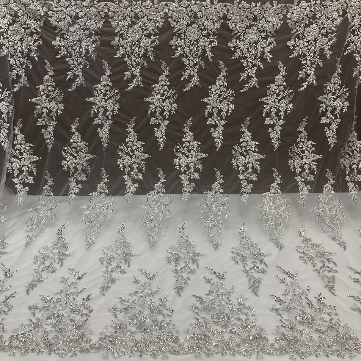 Beaded Sequined Lace Fabric