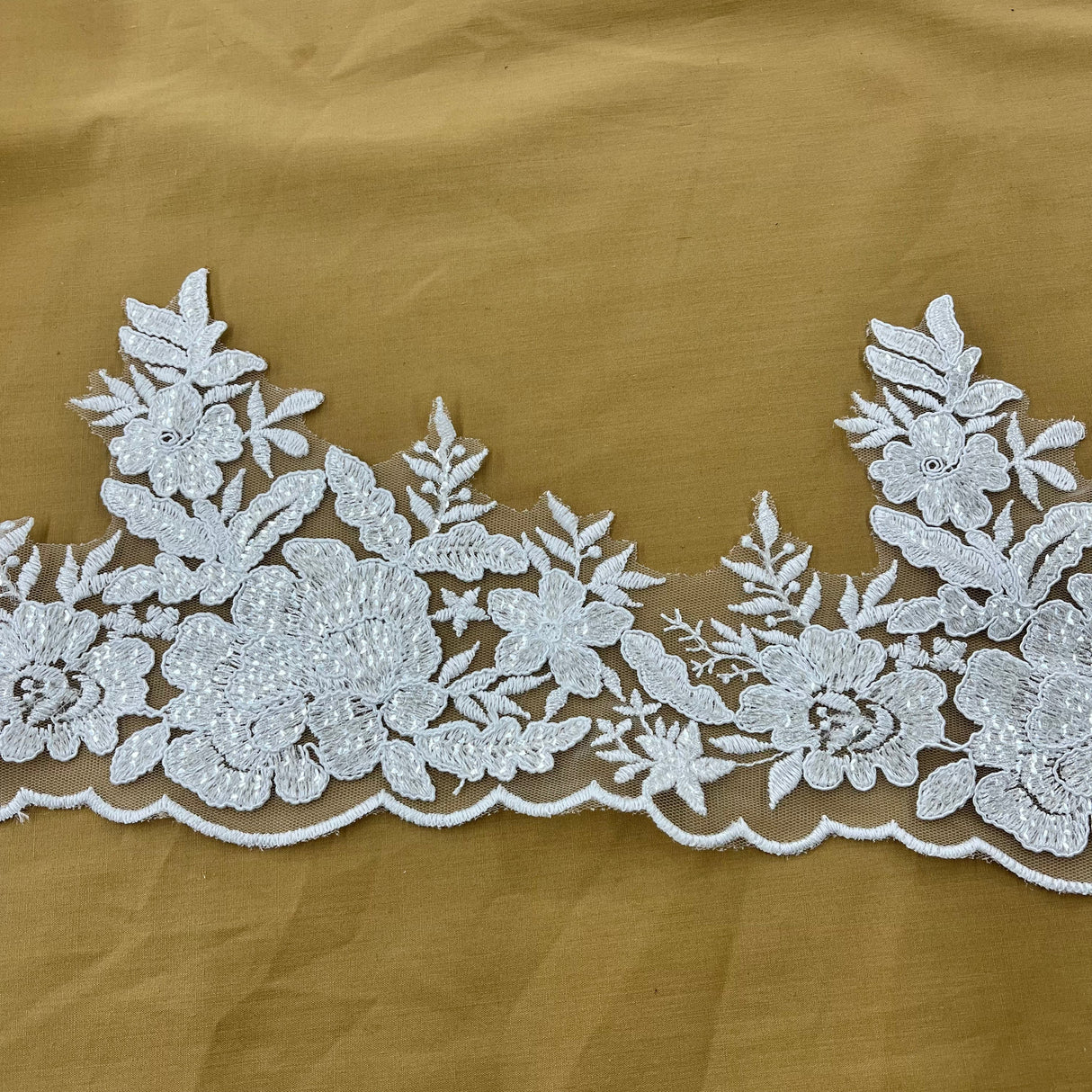 Beaded Corded Floral Lace Trim