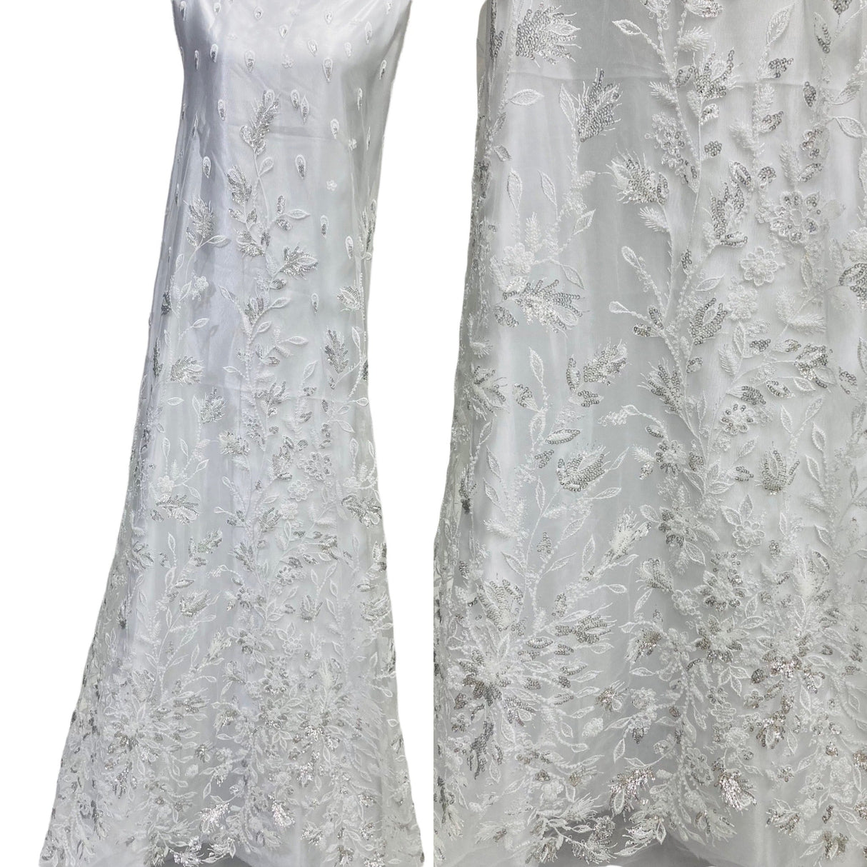 Beaded Sequined Lace Fabric