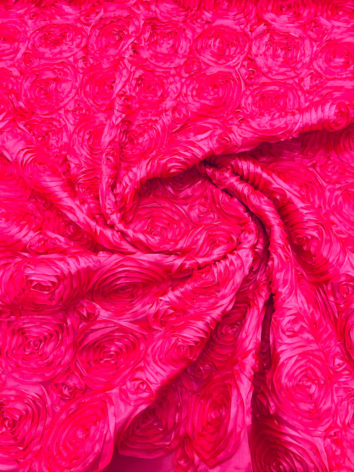 Rosette 3D Satin Polyester Fabric - 3D Rosette Design, 54" Width (1 Yard)