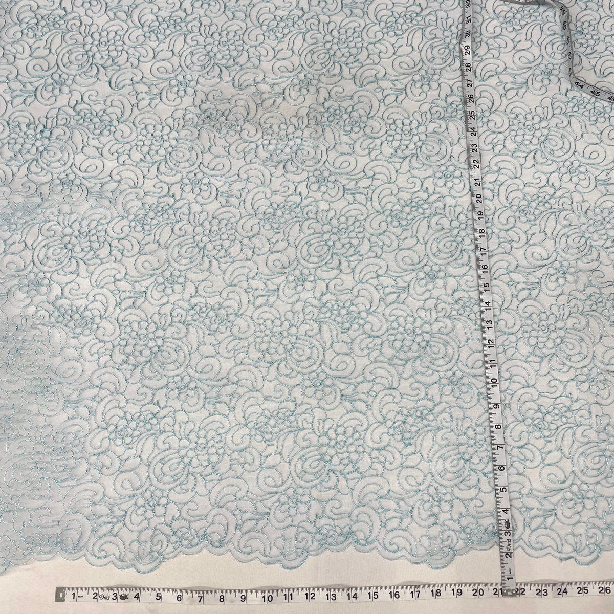 1 Yard Beaded & Corded Lace Trimming on 100% Polyester Net, Elegant Embroidered Lace Fabric