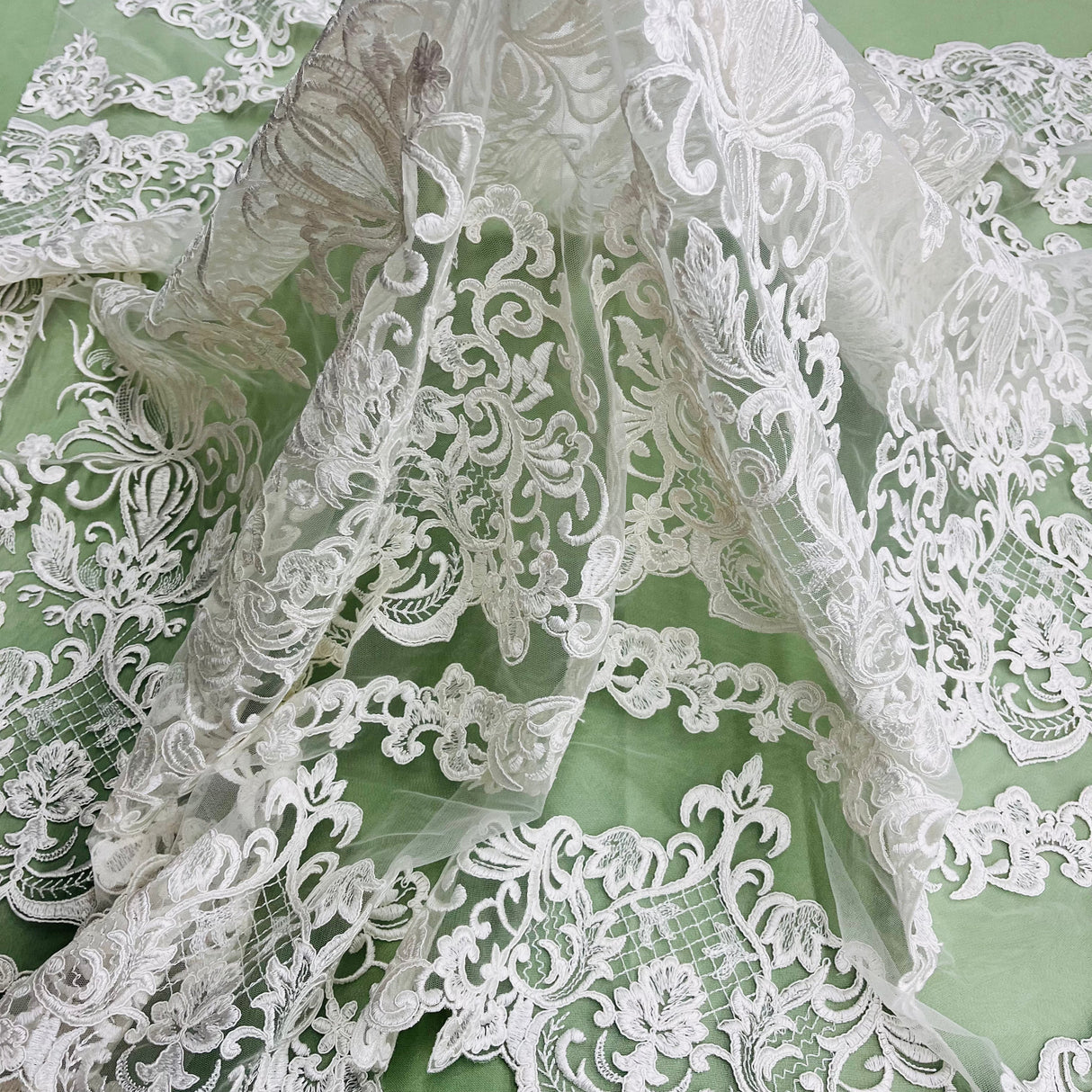 Polyester Corded Bridal Lace Fabric 53" Wide