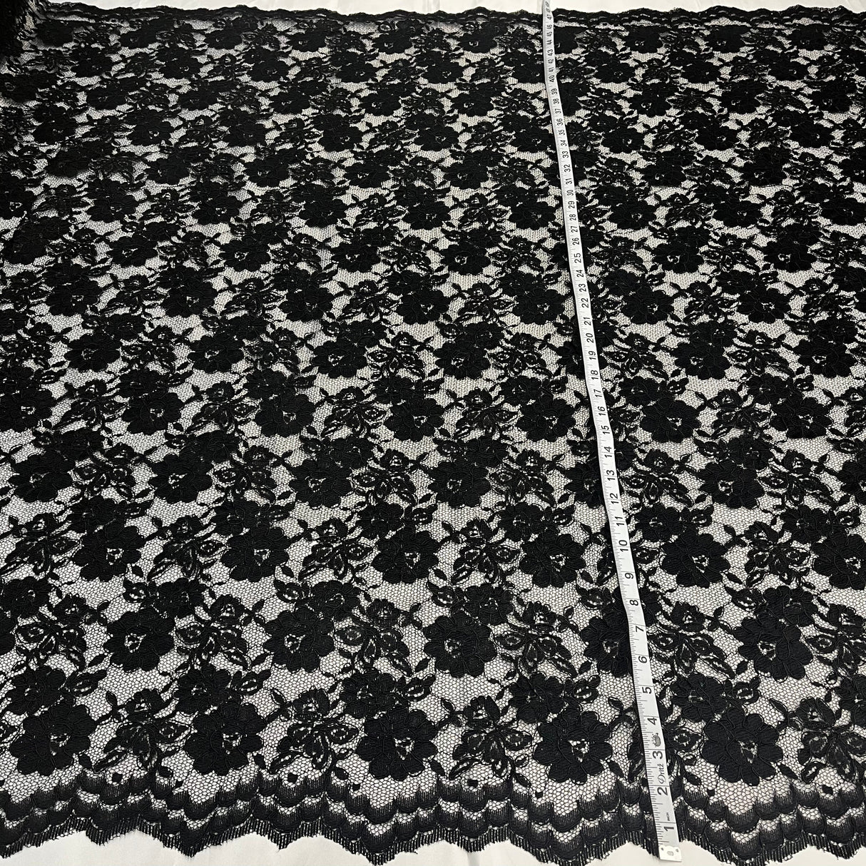 Corded Bridal Lace Fabric Embroidered On 100 Percent Polyester Net Mesh - White, Red, Black, 49" Width (1 Yard)