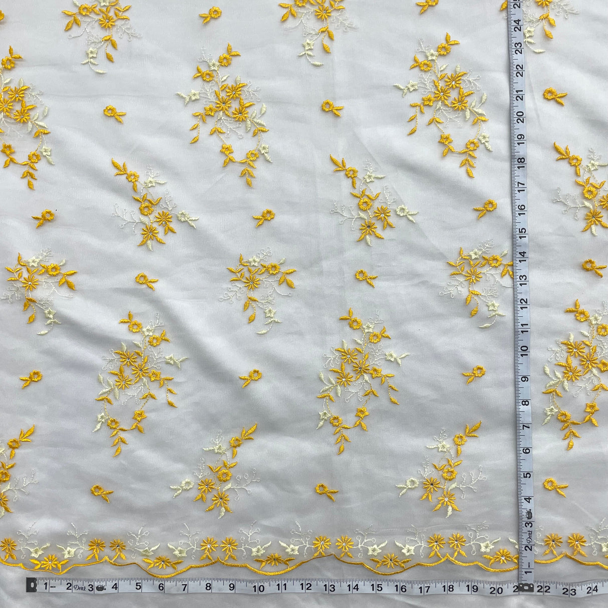 Beaded Lace Fabric on Polyester Net Mesh