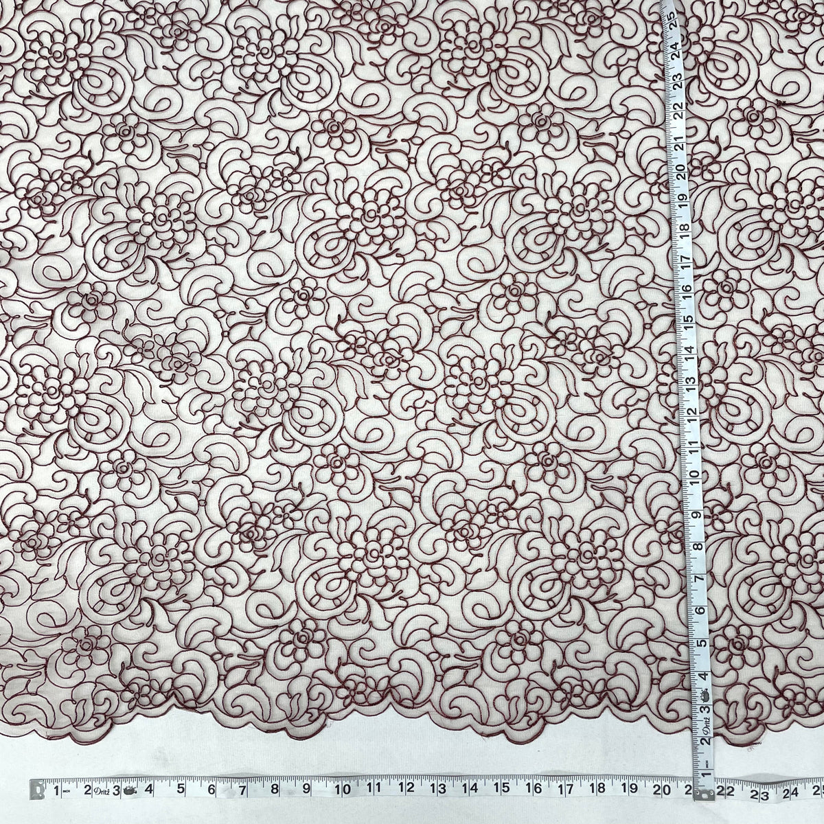 1 Yard Corded Bridal Lace Fabric Embroidered on 100% Polyester Net Mesh, Elegant Wedding Material