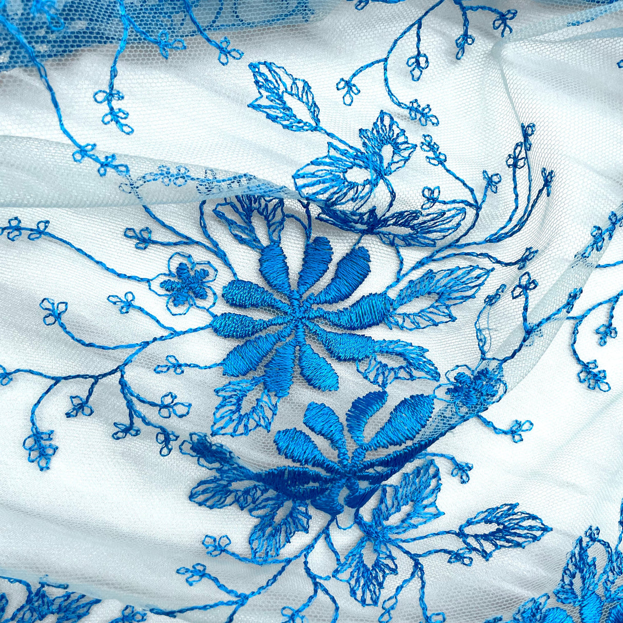Embroidered Floral Lace Fabric 100% Polyester Net Mesh 52"