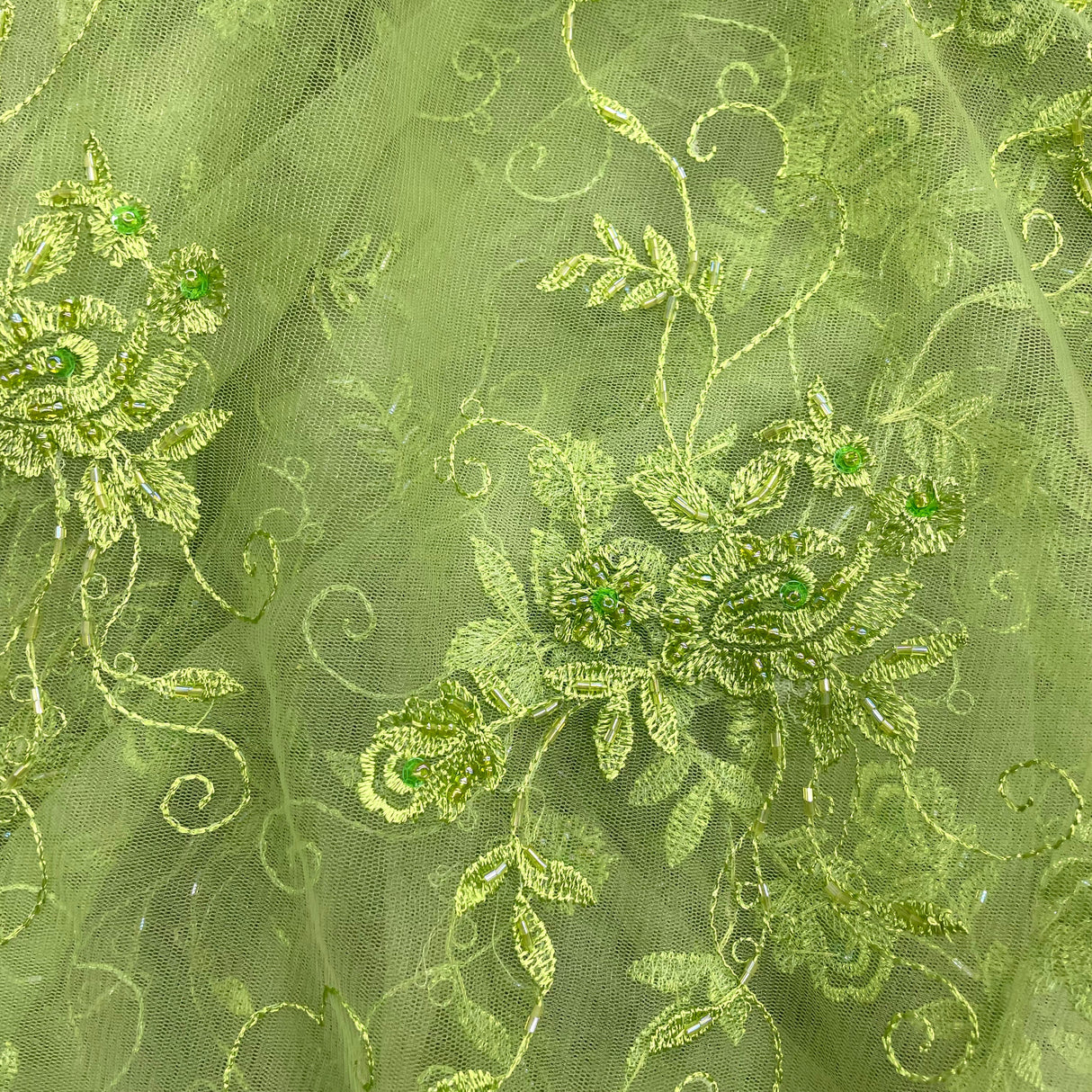 Beaded Lace Fabric Embroidered Mesh