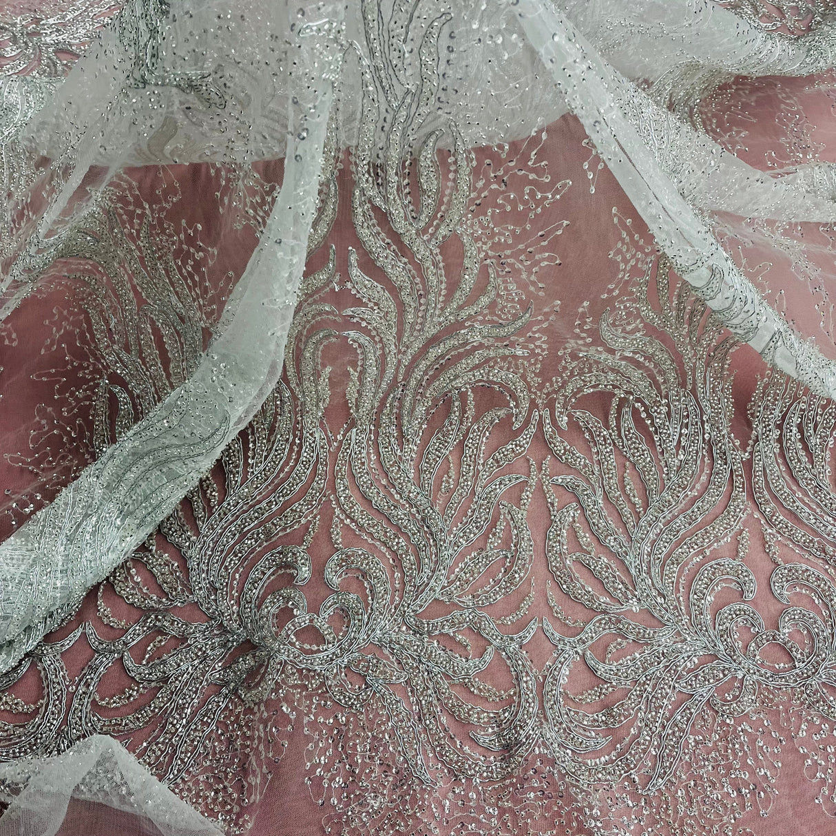Beaded Sequined Bridal Lace Fabric